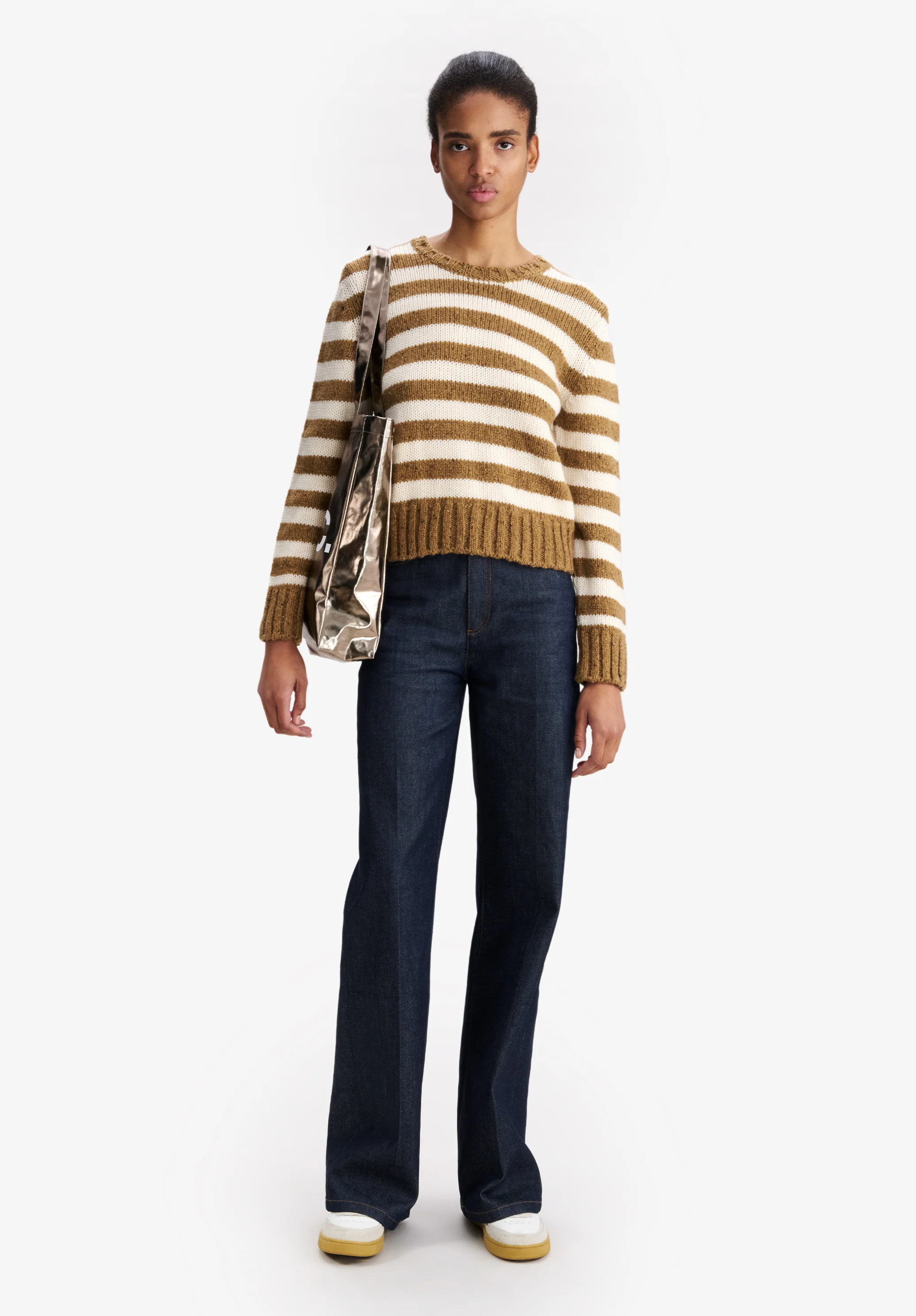 Speckled striped sweater