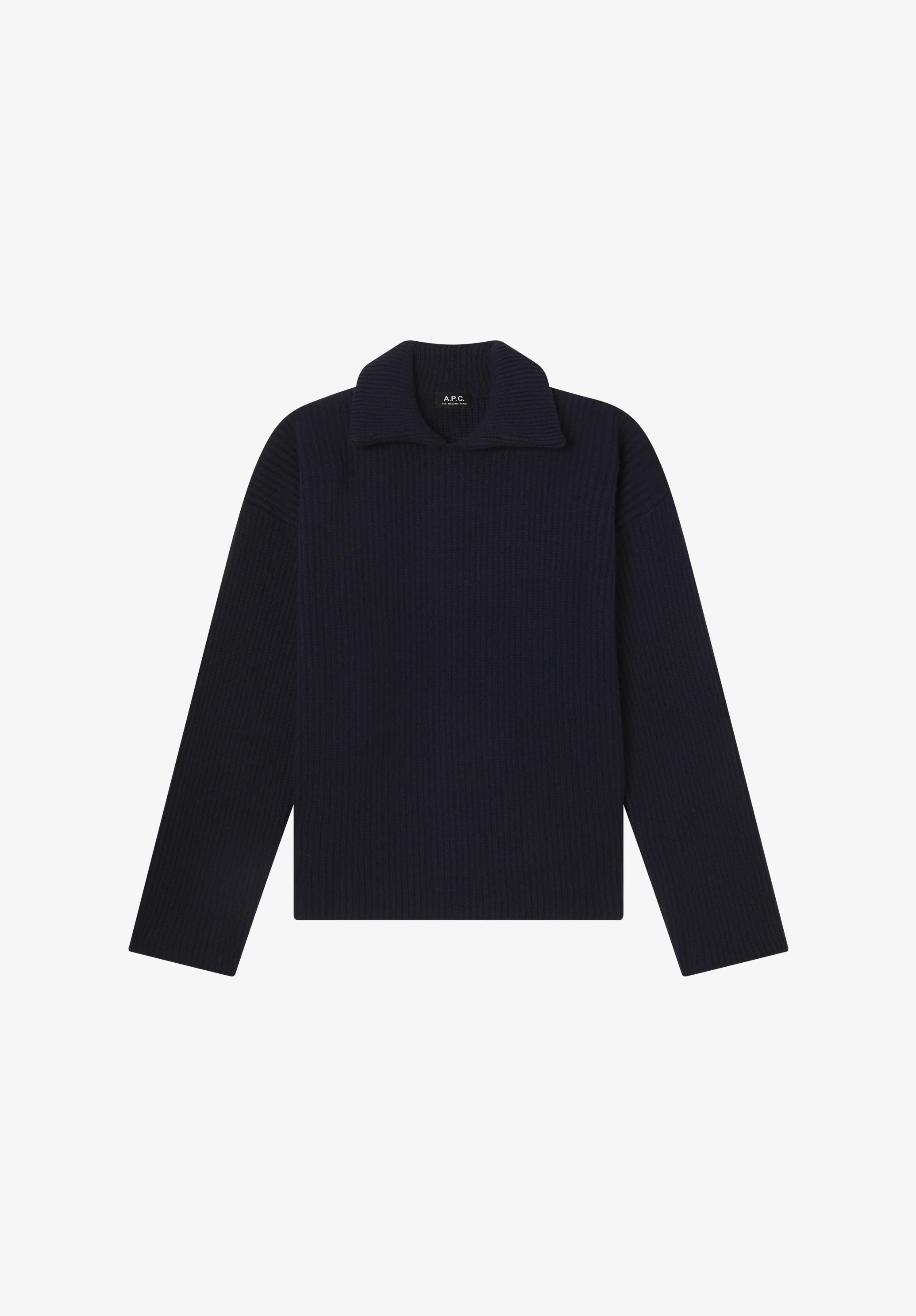 Wide-rib sweater with spread collar - Image 2